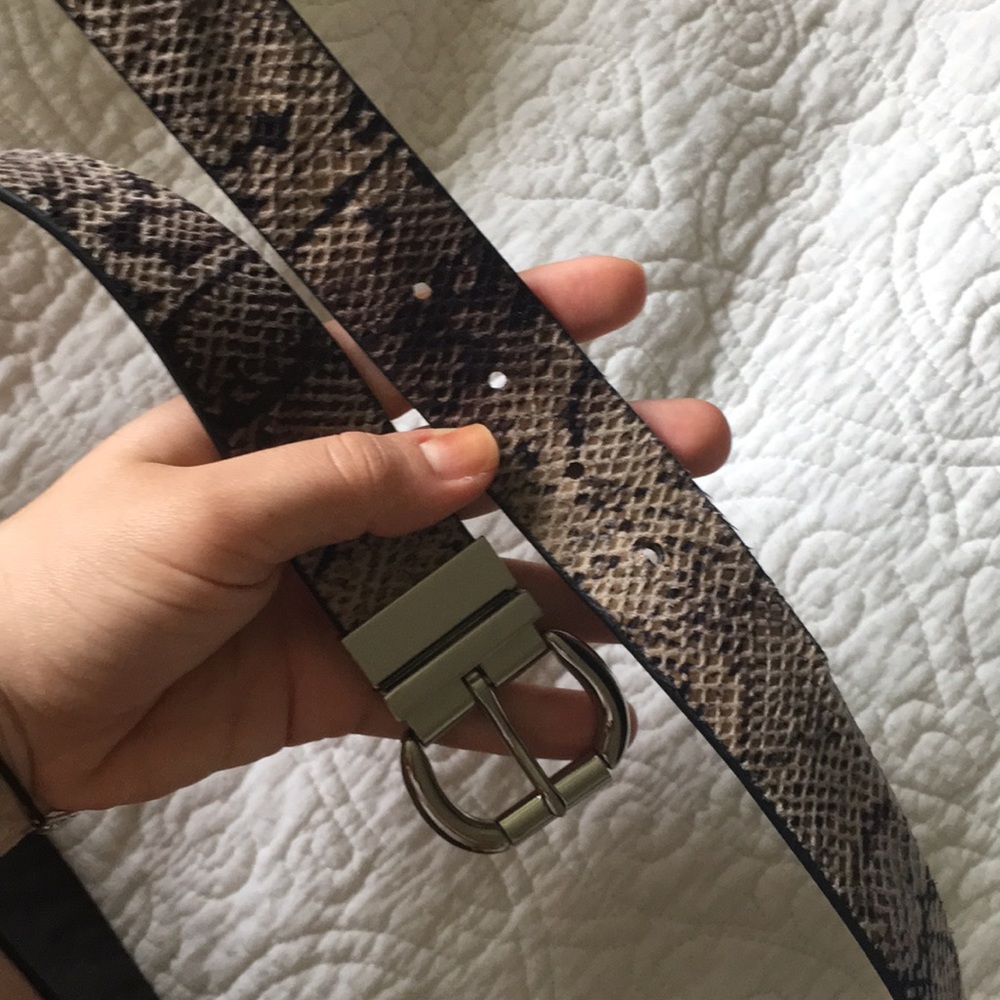 Snake skin and black reversible belt